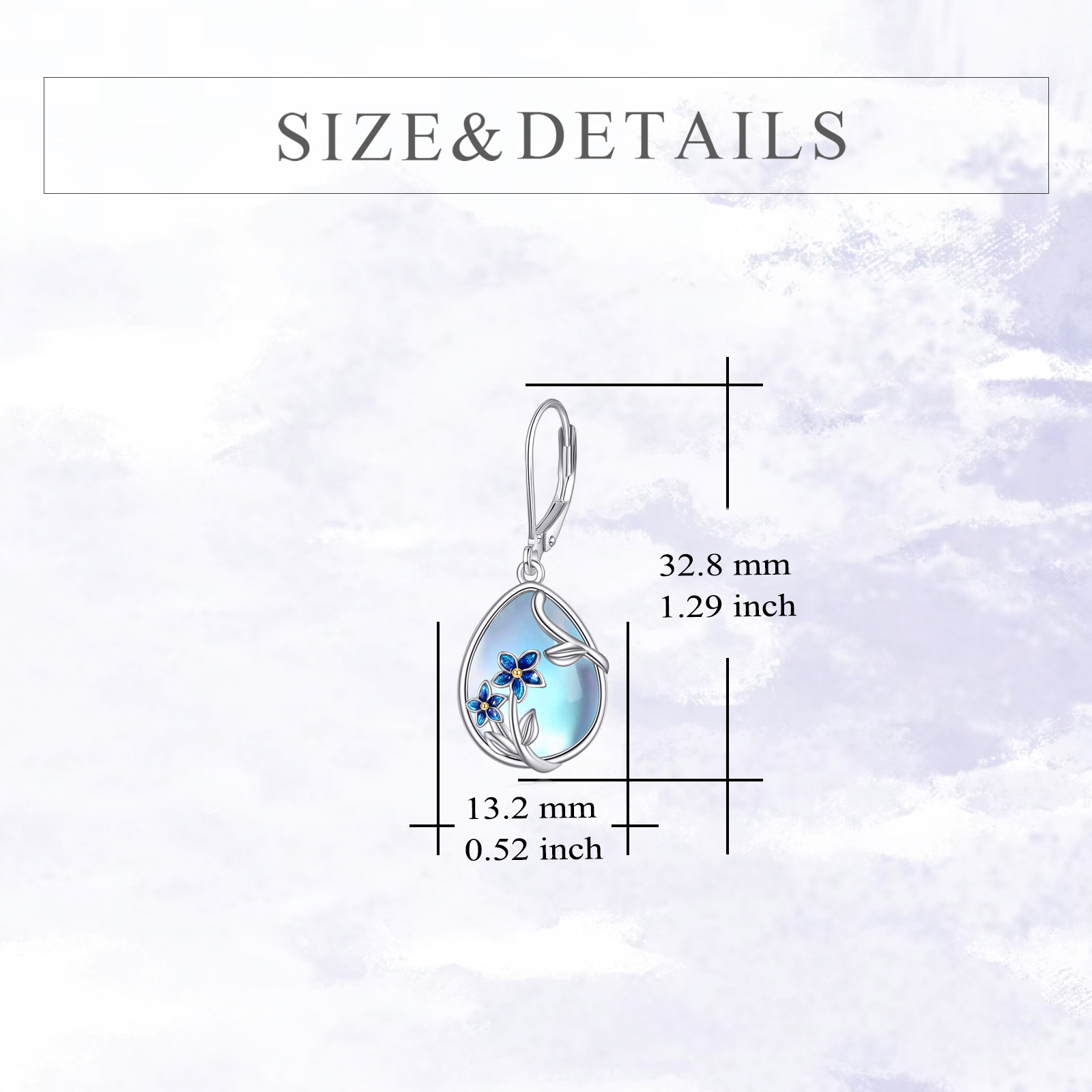 Women's Moonstone & Sterling Silver Dangle Earrings, Floral Design